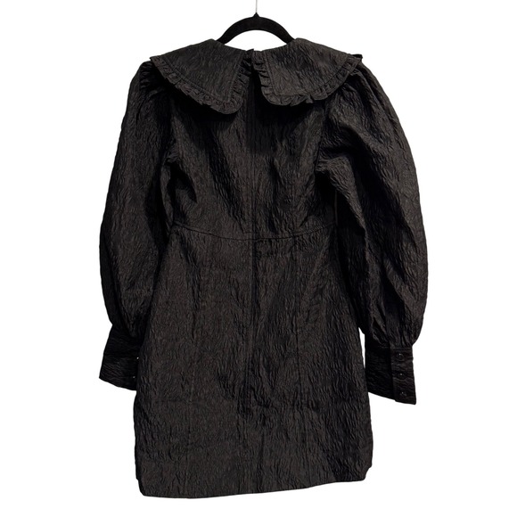 GANNI Jacquard Organza Black Mini Babydoll Dress SZ 34(2) Fairy Grunge Ethereal - Picture 9 of 10